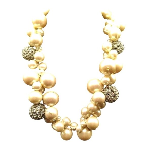 Vintage Allen Schwartz ABS Giant Pearl & Rhinestone Statement Necklace - Picture 3 of 5